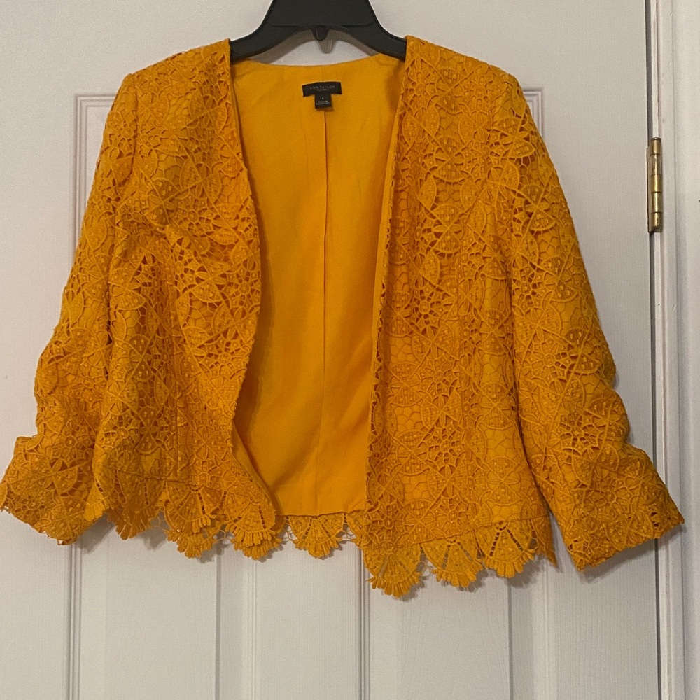 Ann Taylor Yellow Lace Blazer